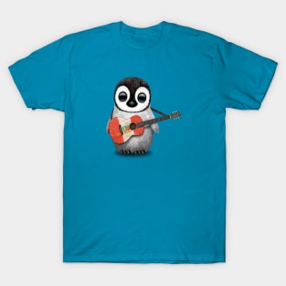 Baby Penguin Playing Peruvian Flag Guitar T-Shirt